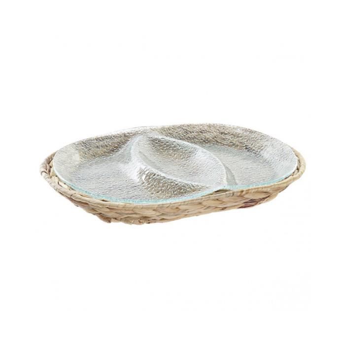 Plateau Apéritif - DKD Home Decor - Verre Naturel Transparent - 38 X 25 X 4 Cm - Rectangulaire - Adulte