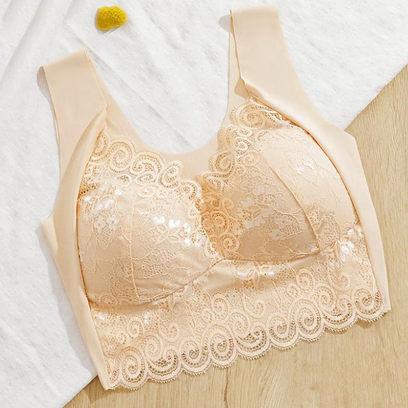 

Кружево большого размера с красивой спиной без стального кольца, женское нижнее белье, высокоэластичный легкий жилет для сна в стиле бюстгальтера больших размеров XXXXL