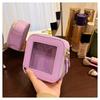 Bolsa de Maquillaje Transparente Compacta 2024 - Estuche Duro Portátil para Almacenamiento de Cosméticos