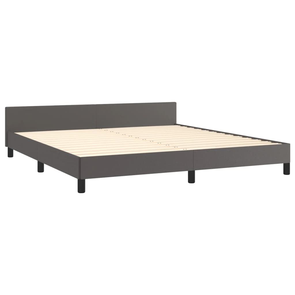 Bed Frame with Headboard Grey 160 x 200 cm Faux Leather