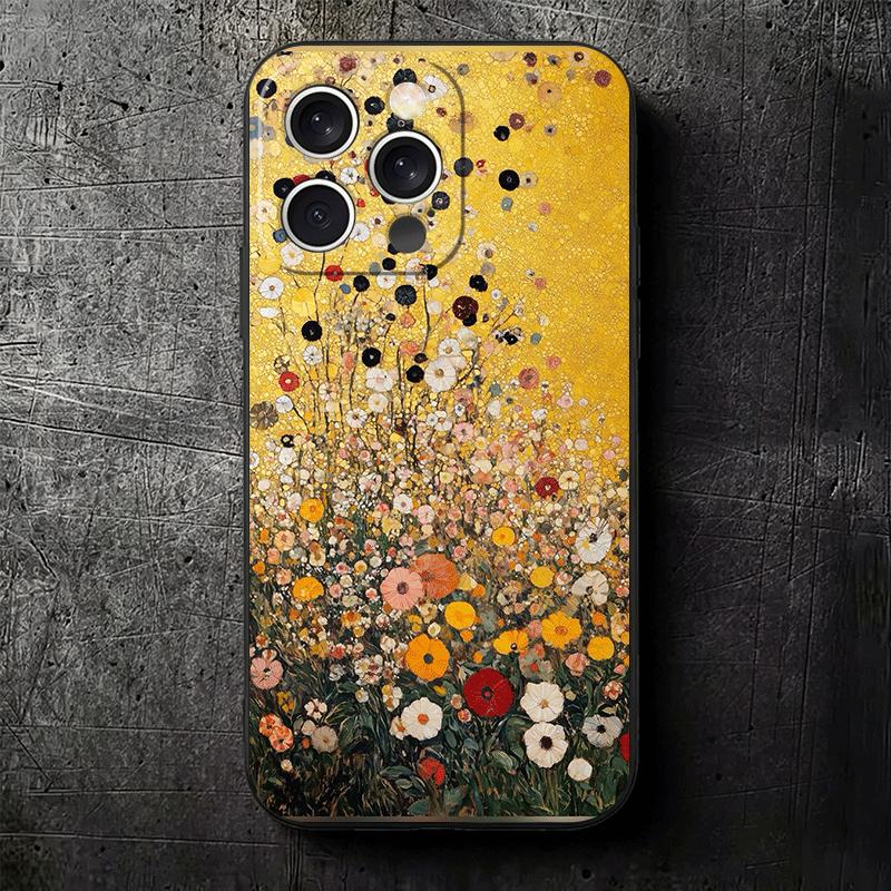 Kiss By Gustav Klimt Art Soft Phone Case for iPhone 16 16E 17 Air 15 Pro Max 14 Plus 13 Mini 11 12 7 Black Cover Back Shell