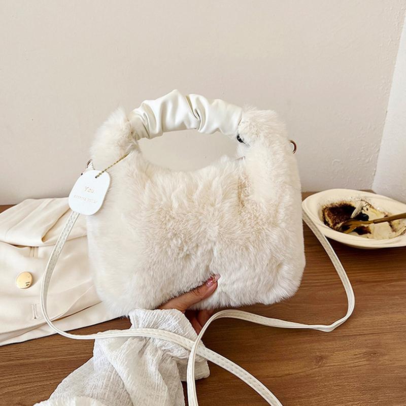 Borse a Spalla in Peluche per Donna Lusso Designer Morbida Busta Invernale da Donna Borsa a Mano Moda Femminile Borsa a Tracolla Sottobraccio