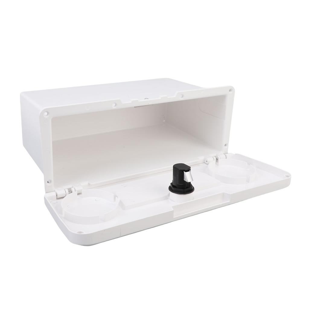 Boat Storage Box Multifunctional Cup Holder Design Rain Proof Sealing Yacht Dock Box with Concealed Button Lock White