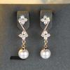 White Pearl Zircon Stone Flower Hoop Earrings Luxury Female Gold Color Wedding Jewelry For Women