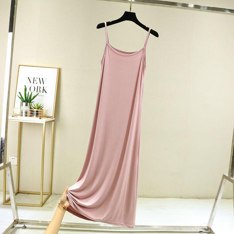 

Модальное однотонное платье-майка Женское летнее внутреннее сочетание Сексуальное платье без рукавов Верхняя одежда Защита от проникновения Нижняя юбка Long: Pink L (Recommendation 57.50 kg-70.00 kg