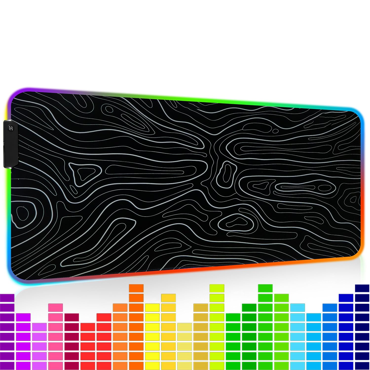 

Большой светодиодный RGB игровой коврик для мыши для более захватывающего опыта во время игры 800 мм x 300 мм Линейное движение с реакцией на звук, Захват голоса