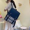 Vintage Plaid Flip Cover Backpack For Women 2023 New Trendy Simple Student Bookbag Travel Laptop Bag