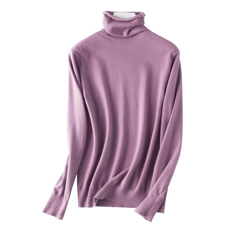 Women's Autumn Winter Korean Style High Neck Slim-Fit Knit Base Layer Sweater Fashionable and Versatile