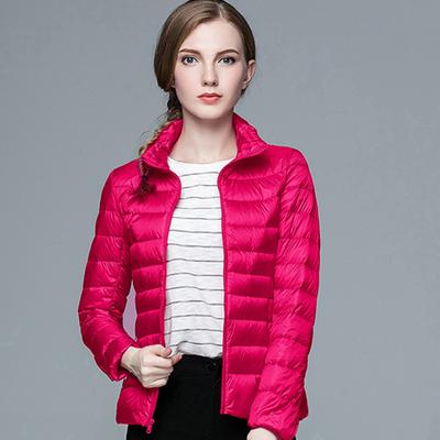 Leichte Daunenjacke für Damen im Herbst und Winter, koreanische Version, schmal geschnitten, Stehkragen, kurze weiße Entendaunenjacke, große Größe