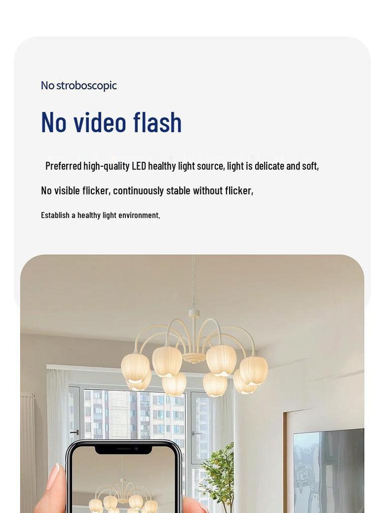 Modern Minimalist Cream Style Chandelier - Tulip Design for Living Room, Bedroom, or Dining Area