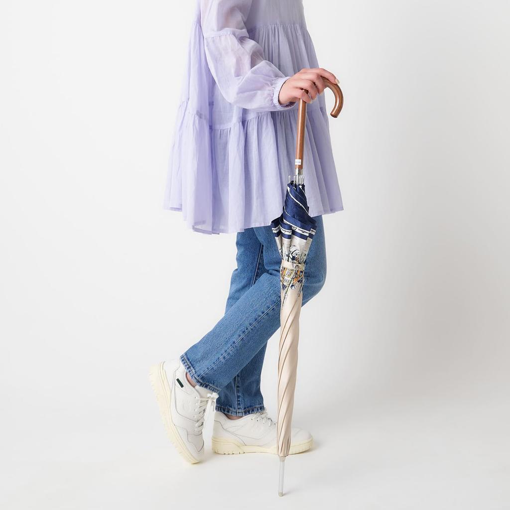 Aquascutum Women's 60cm Long Umbrella, Lightweight, UV Protection, Heat Shielding, Off-White (1AQ 11066-66)