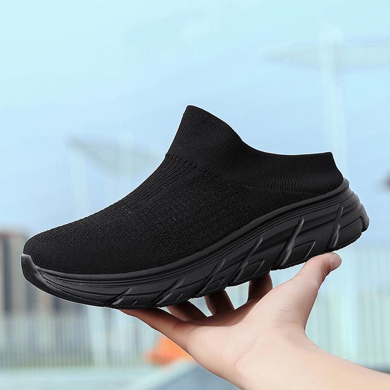 Fashion Summer Mesh Men's Black Casual Shoes Large Platform Walking Non Slip Breathable Women's Outdoor Sports Socks Slippers 35-46