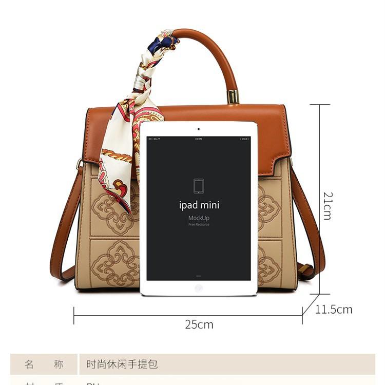 Women's Handbag with Chinese Style Embroidery Texture, Large Capacity, Fashionable Contrasting Color, Shoulder Bag, Wedding Companion Handbag