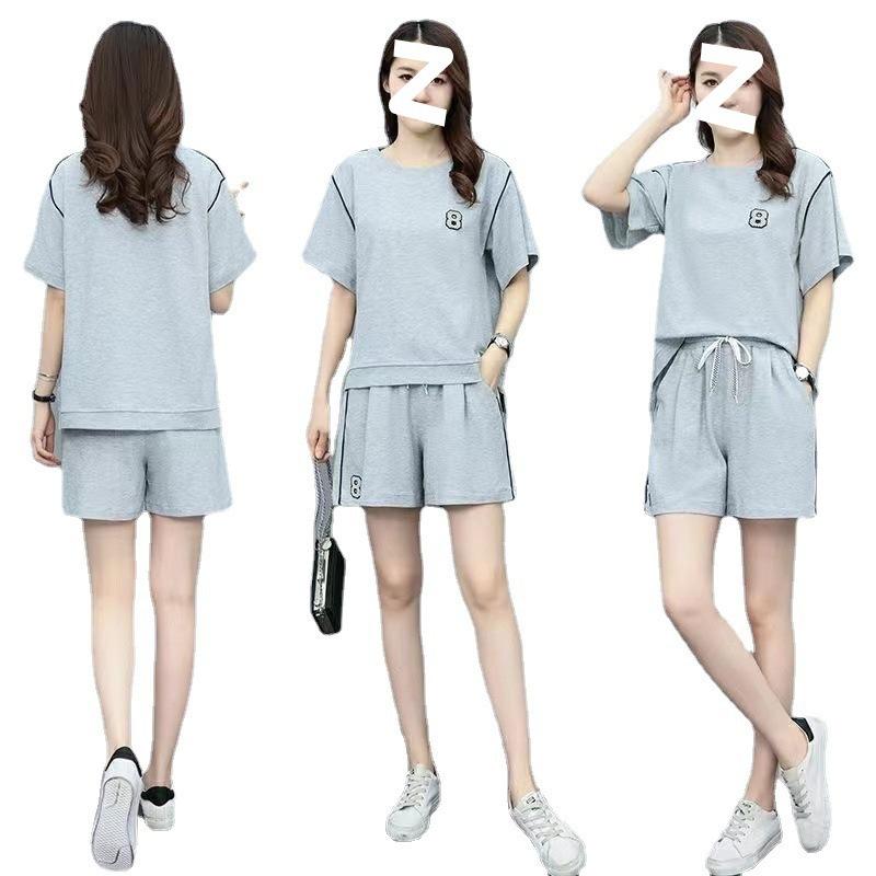 Summer Shorts, Casual and Fashionable Sportswear Suit for Small Women, Slimming Two-piece Set, Fashionable and Age-reducing