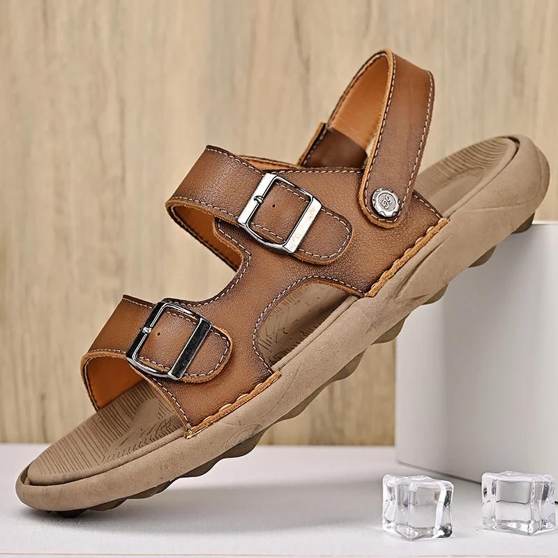 ModaLato Męskie Sandały Męskie Buty Casual Skórzane Outdoor Marka Męskie Sandały dla Mężczyzn Plażowe Luksusowe Projektanckie Sandały na Platformie Buty