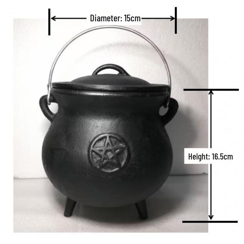 Handmade Cast Iron Geometric Tripod Pot: Retro Ornaments & Ritual Decor