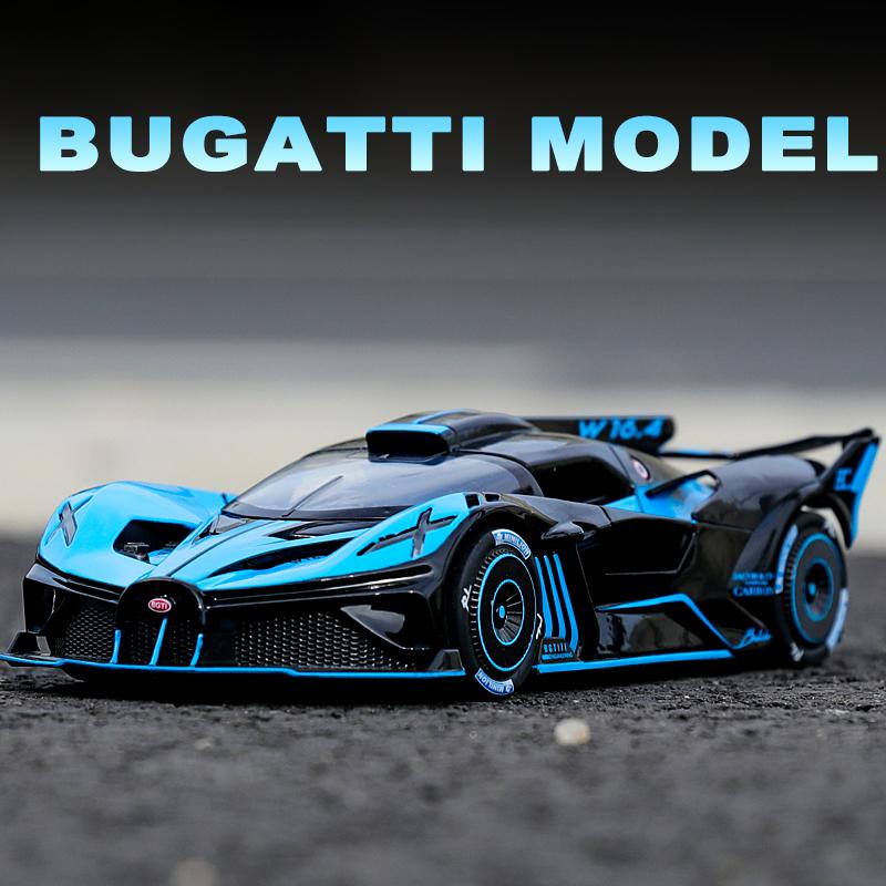 1/24 Scale Bugatti Bolide Alloy Sport Car Model Diecast Metal Toy Racing Vehicles Sound and Light Toy Collection Gift for Childrens
