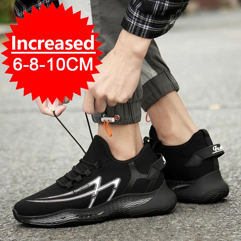 Fashion New Mesh Breathable Sneakers Men Elevator Shoes Height Increase Shoes For Men Insoles 6/8/10cm Sports Outdoor Heightening Shoes