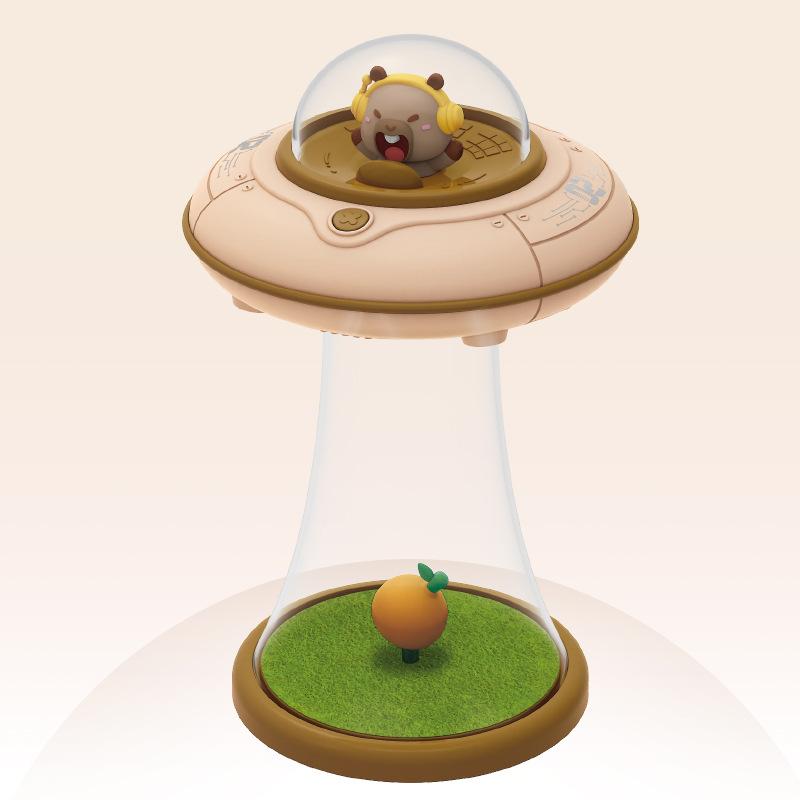 Cute Pet UFO Night Light, Cartoon Ornament Lamp, USB Rechargeable Stepless Dimmable LED Light
