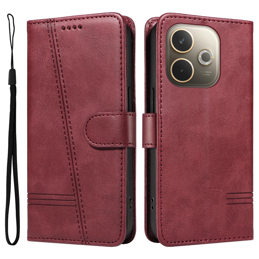 For Oppo A5 Energy 5G (China)/Oppo A5 Pro 4G (Global) Wallet Case T-Shape Lines Leather Phone Cover Stand