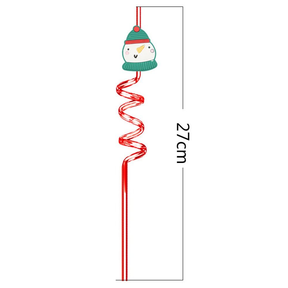 Spiral Christmas Plastic Straw Food Grade Christmas Party Decor Christmas Cartoon Straw  Children