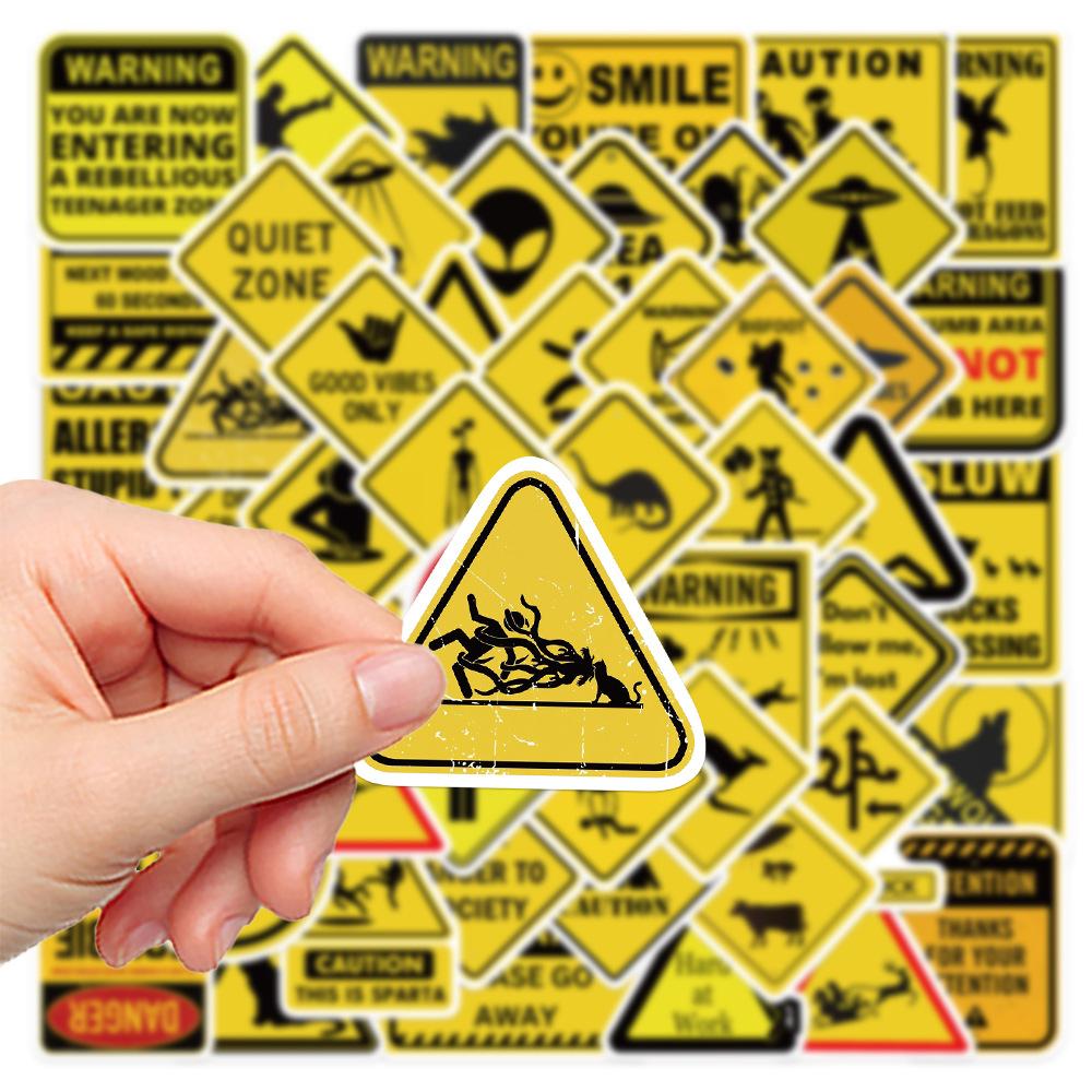 10/30/50pcs Cartoon Warning Creative Stickers Cool Danger Banning Sign Sticker for Notebook Guitar Phone Funny Sticker