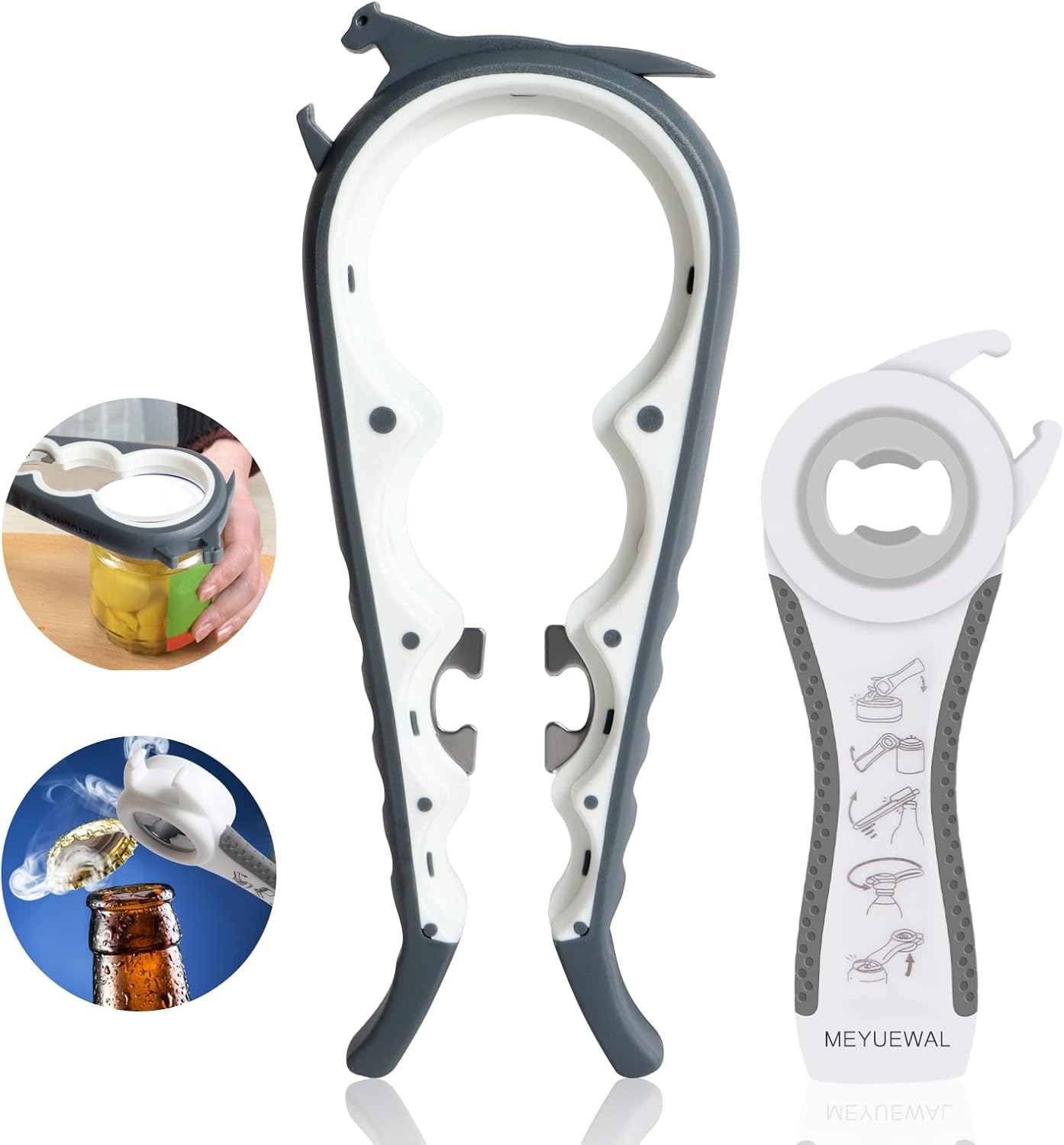 

Открывалка для банок, многофункциональная открывалка для банок 5 в 1, набор для открывания бутылок с силиконовой ручкой, прост в использовании для детей, пожилых людей и людей, страдающих артритом