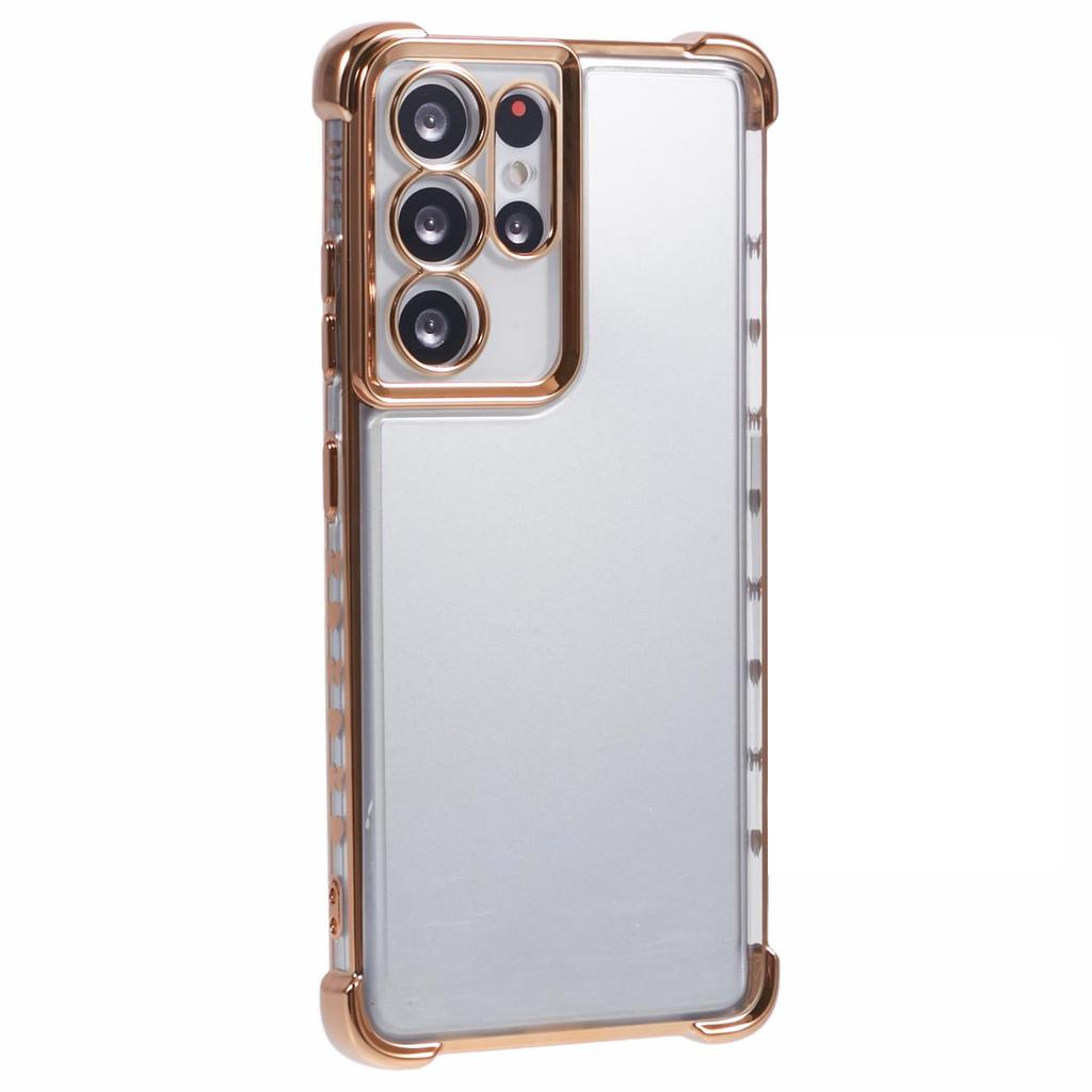 For Samsung Galaxy S21 Ultra 5G Clear Case TPU Back Phone Cover Electroplating Love Heart