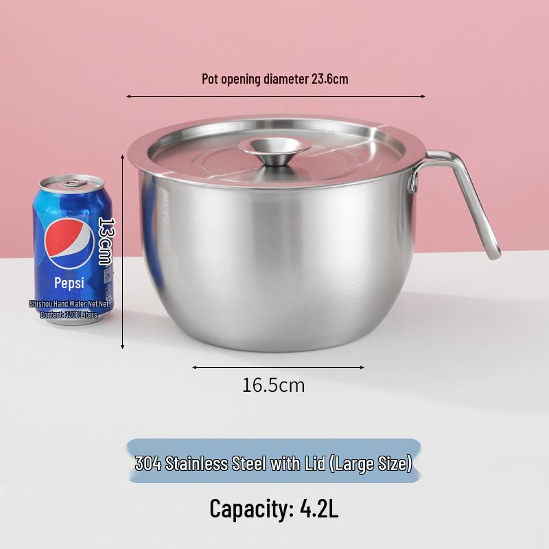 304 Stainless Steel Non-Slip Deep Mixing Bowl with Anti-Splash Design for Baking, Salads, and Cold Dishes