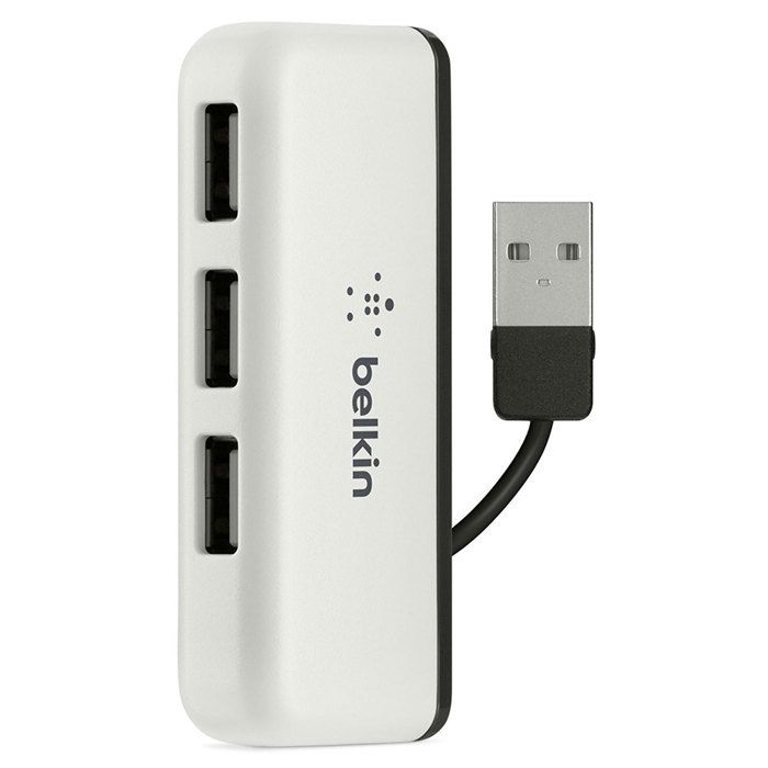 USB 2.0 Reise-Hub - BELKIN - 4 Anschlüsse - Kompakt - Plug and Play - Schwarz/Weiß