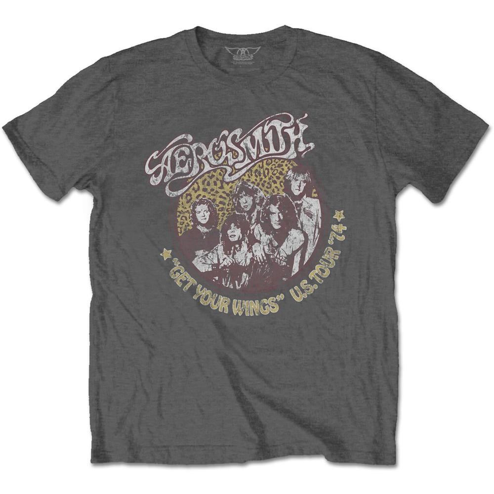 

Aerosmith T-Shirt Cheetah Band New Grey Official S
