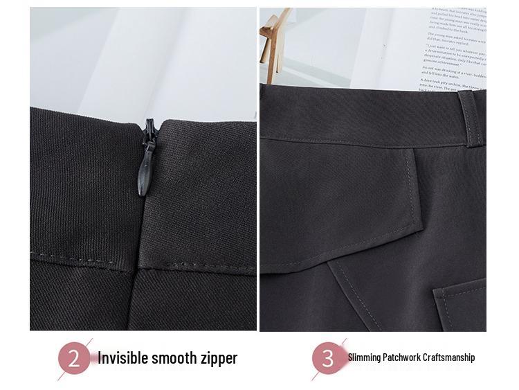 Irregular Split A-line Midi Skirt - Women's 2026 Spring High Waist Hip-hugging Fashion.