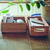 MUJI Rattan Box with Rattan Width 15 X Depth 22 X Height 9cm 47028454 Natural Handle, Stackable, (V) Approx.