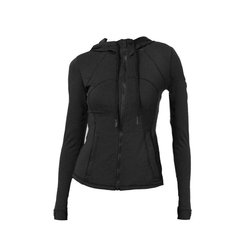 

Осенне-зимний кардиган с длинным рукавом на молнии, быстросохнущий фитнес-топ, куртка для йоги с капюшоном S