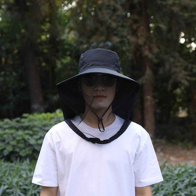 Outdoor Fisherman Hat Wide Brim Bucket Hat Mosquito Hat With Mesh Repellent Insect Bee Protection Men Sunscreen Fishing Cap