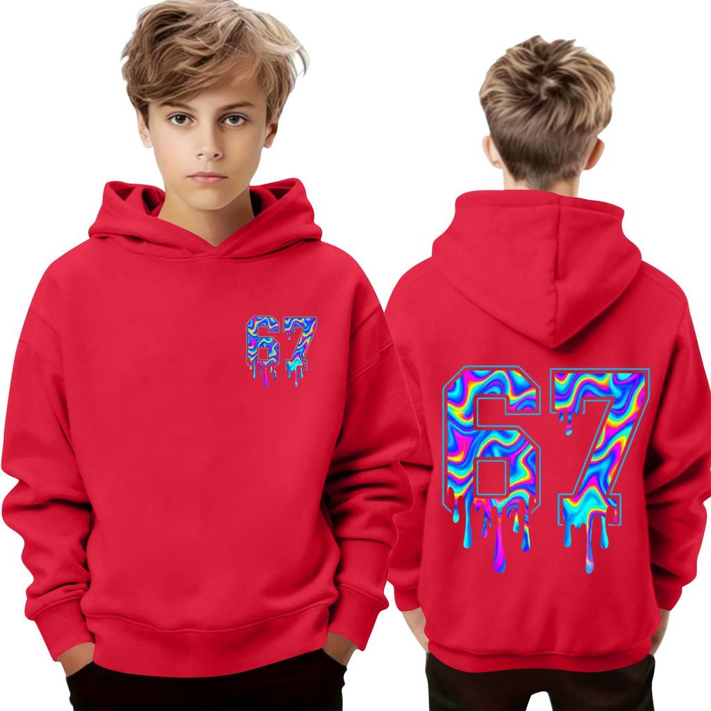 Kinder Langarm Lockerer Pullover Buchstabenaufdruck Kordelzug Kapuzen-Sweatshirt