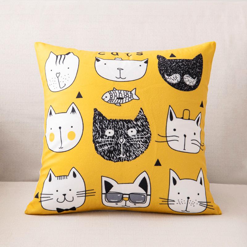 45x45cm Nordic Ins Cartoon Printing Square Pillowcase Living Room Sofa Office Seat Cushion Cover Home Decoration