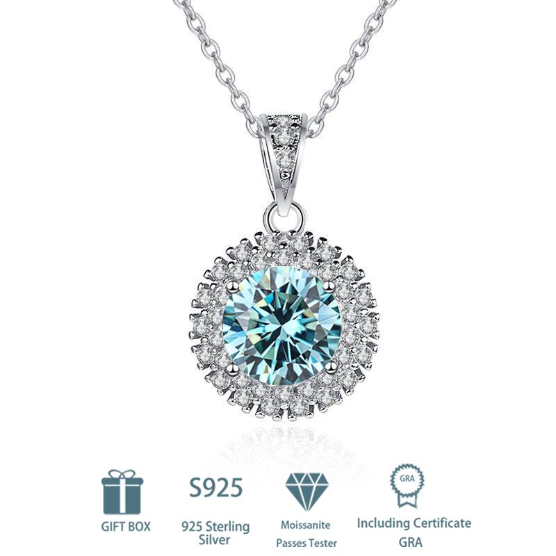 

Tancision S925 стерлингового серебра Муассанит Роскошное индивидуальное ожерелье с подвеской женское классическое ожерелье прилив вечерние подарок 1CT синий