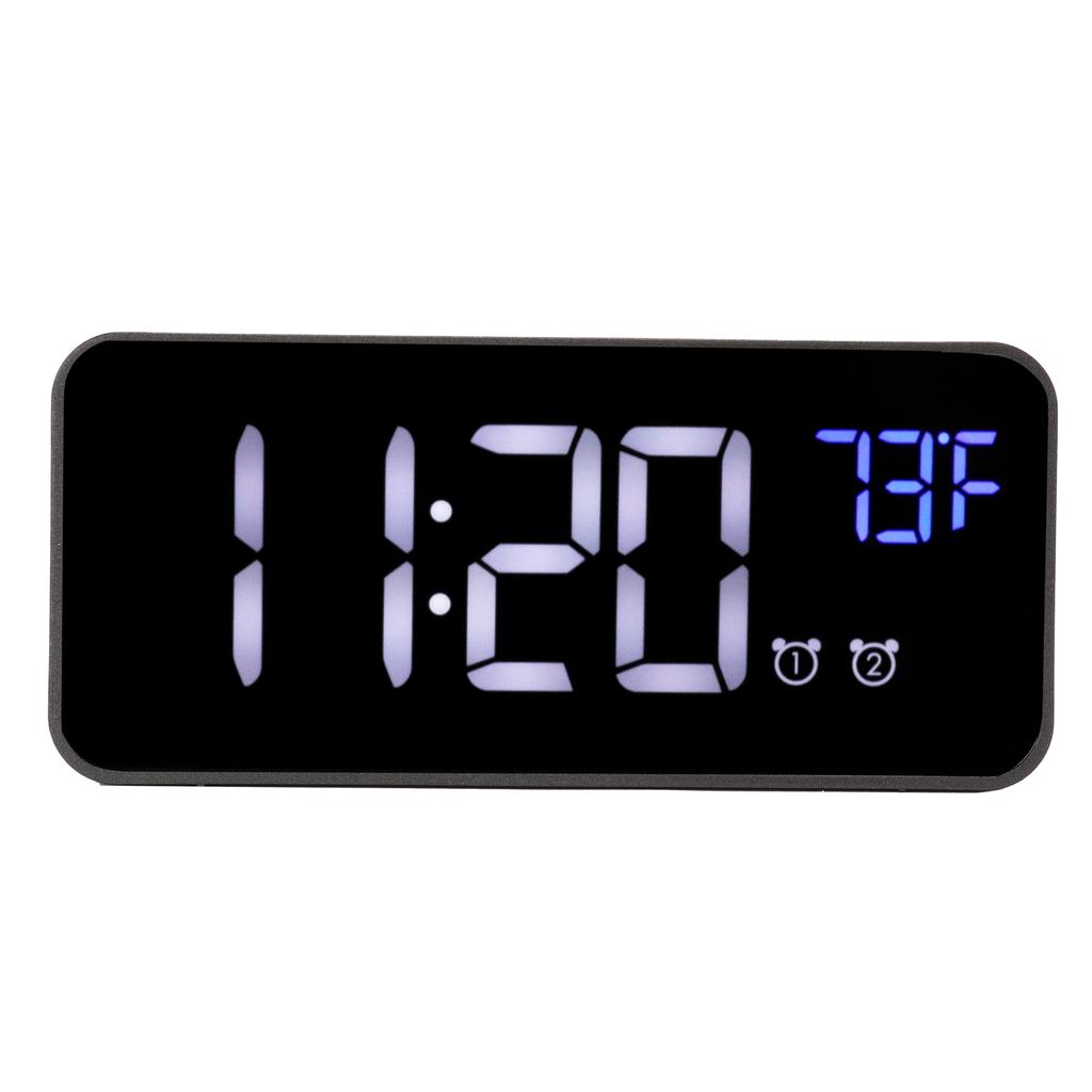 LED Digital Alarm Clock Thermometer with Snooze USB Charging Bedroom Office DecorationBlack