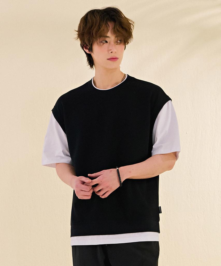 CHASECULT Men'S Layered Short Sleeve T-Shirt-Dbrk5818D03