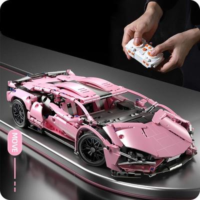 1299 STK Tech 1:14 Rosa Rennsportwagen Bausteine Zusammenbauen Baustein Auto Spielzeug für Mädchen Geburtstagsgeschenke Weihnachtsgeschenke