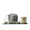 Compact Ru Kiln Travel Tea Set: Portable Quick-Brew Teapot & Teacups for One