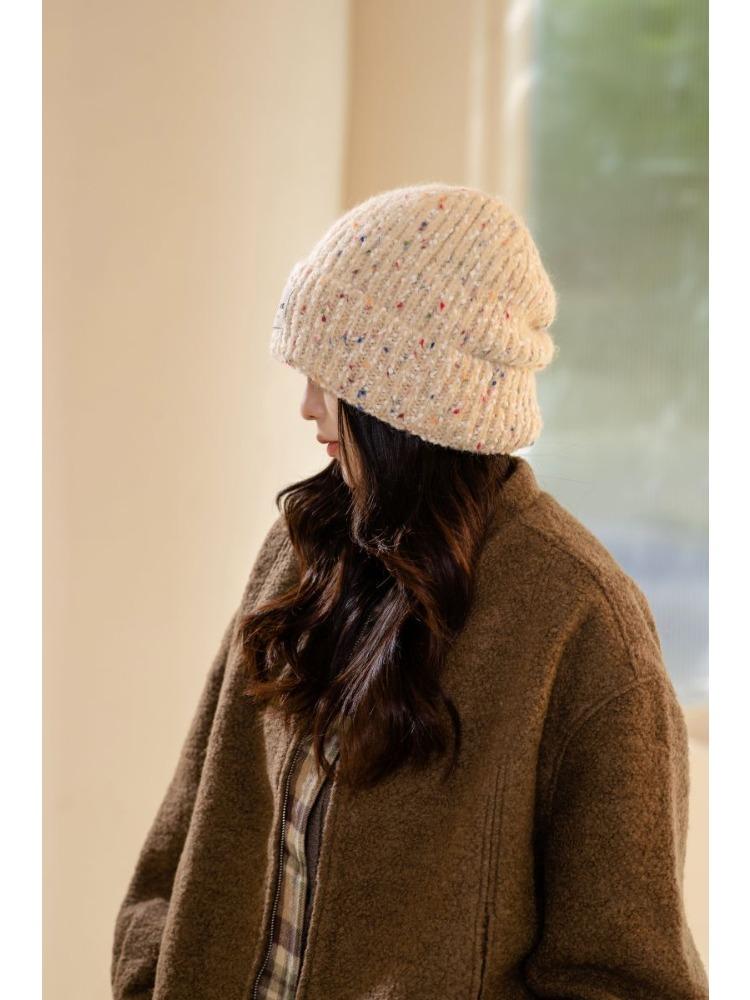 Color Wool Hat Autumn and Winter Warm Ear Protection Windproof Hat Knitted Hat Fit for Outdoor, Casual & Formal Events