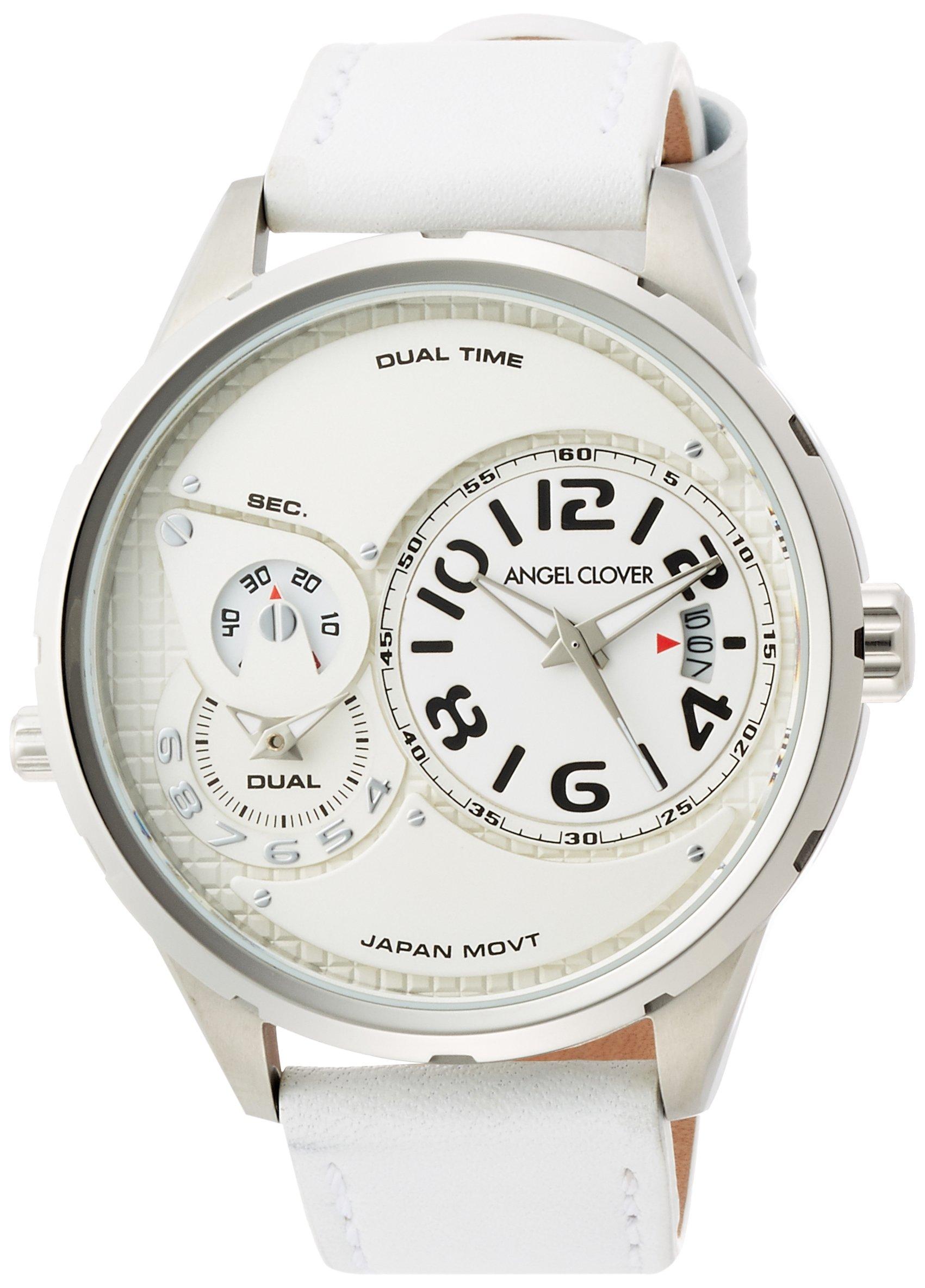 

[Angel Clover] Наручные часы Angel Clover DuelhideEOL Белый циферблат Нержавеющая сталь Кварцевые 47 мм Официальная гарантия DU47SWH-WH Мужские