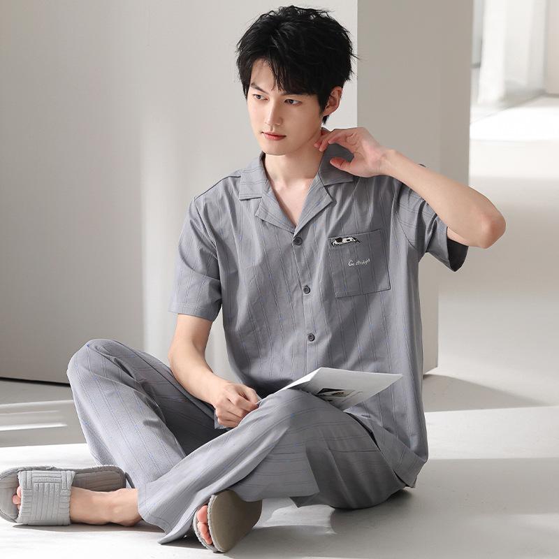 Pajamas Men's Summer Modal Short Sleeve Trousers Thin Teen 1011 New Summer Large Size Loungewear Set