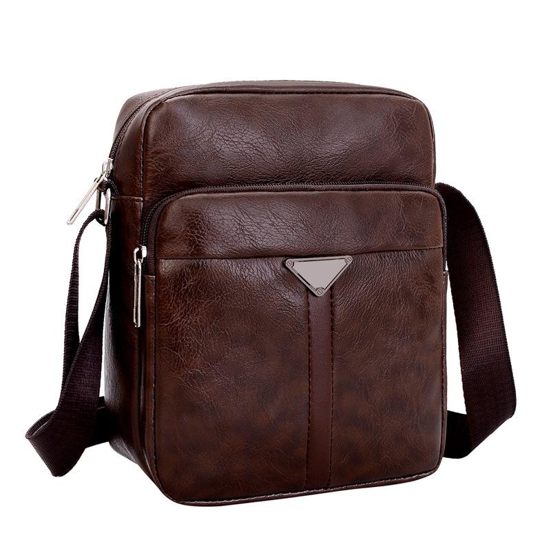 Men's Casual Crossbody Briefcase Backpack Korean Business PU Leather Business Solid Color Messenger Bag