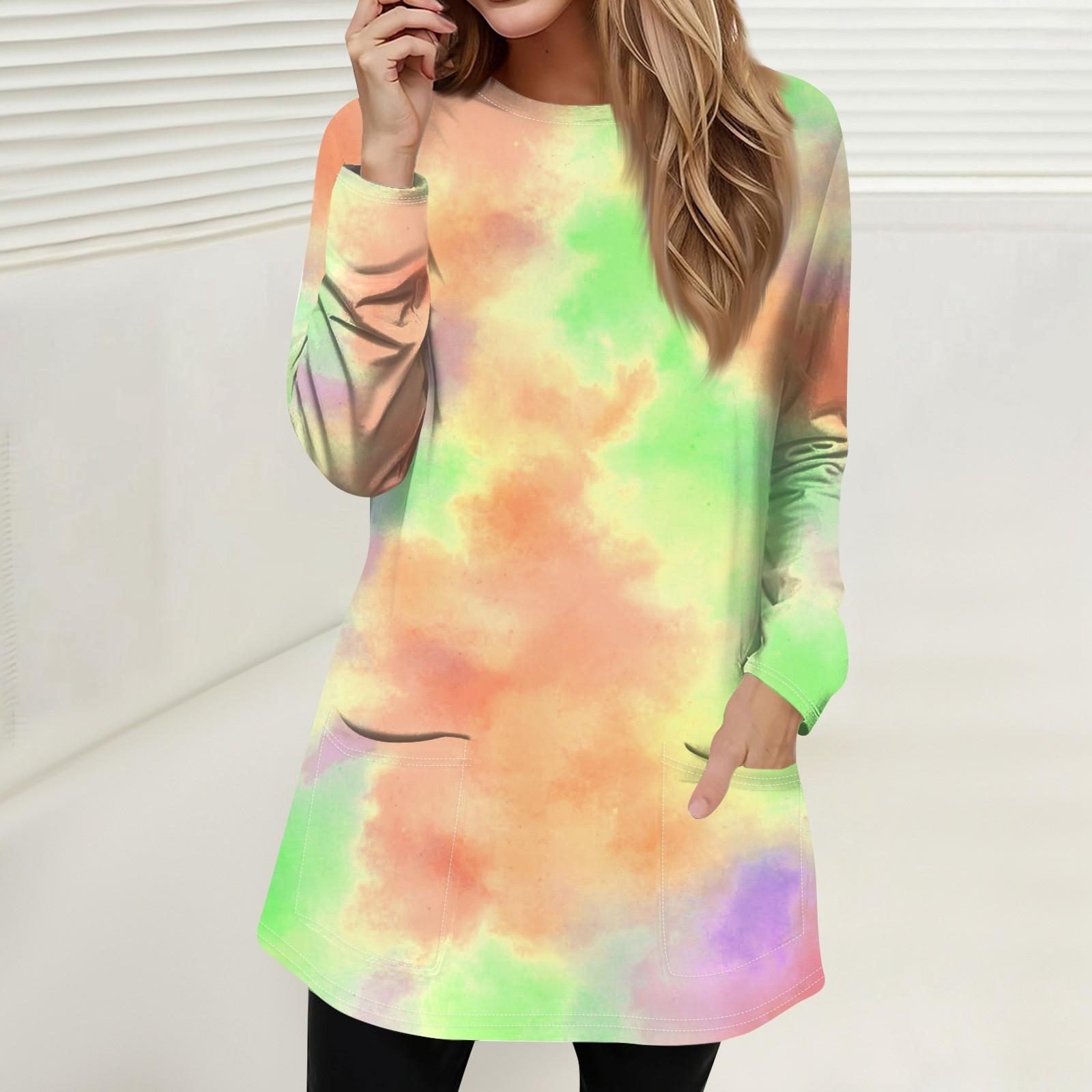 

Женская мода повседневный свитер футболка с круглым вырезом карман полосатый пэчворк принтованный топ с длинным рукавом M коричневый