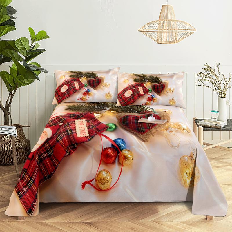Comforter Merry Christmas Bed With 3D Print Santa Claus Home Decor New Year King Queen Full Size Red Bed