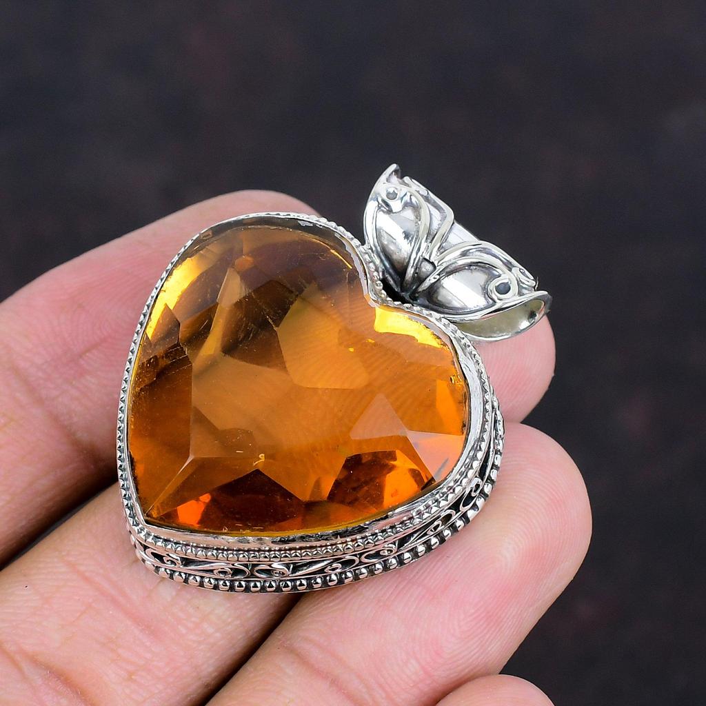 Faceted Whiskey Topaz Pendant 925 Sterling Silver Pendant Wonderful Vintage Jewelry Handmade Pendant Genuine Gemstone Pendant Gifts For Her