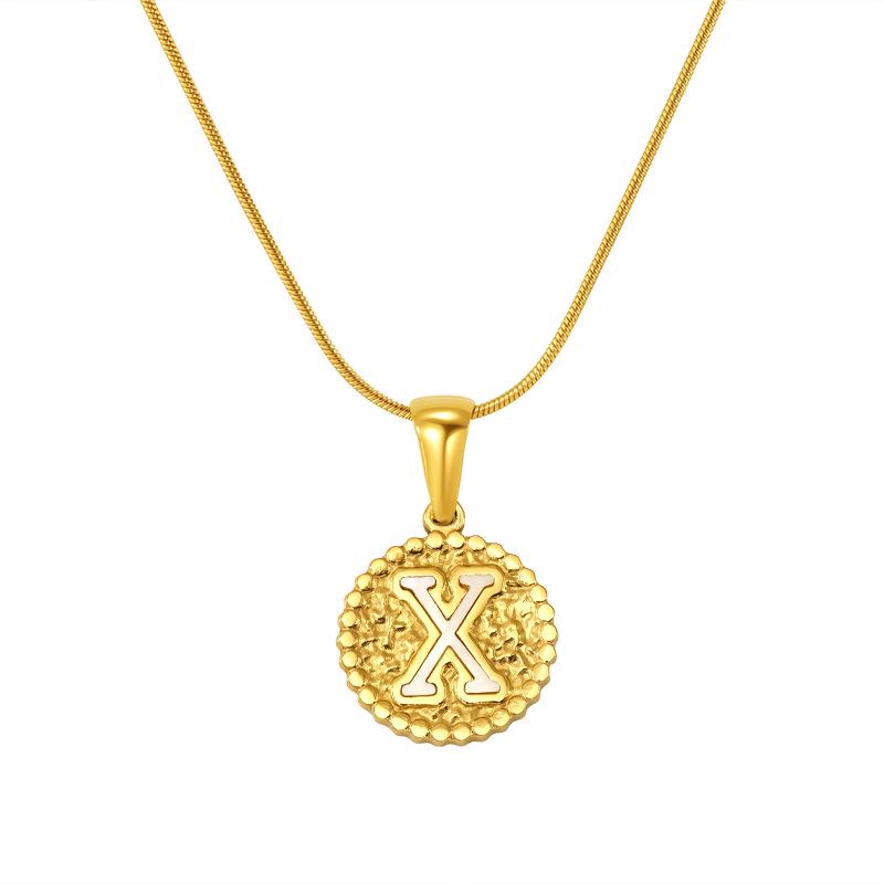 European and American Stainless Steel Letter Necklace for Women - Versatile Titanium Steel Hammered Pendant Jewelry Fashion